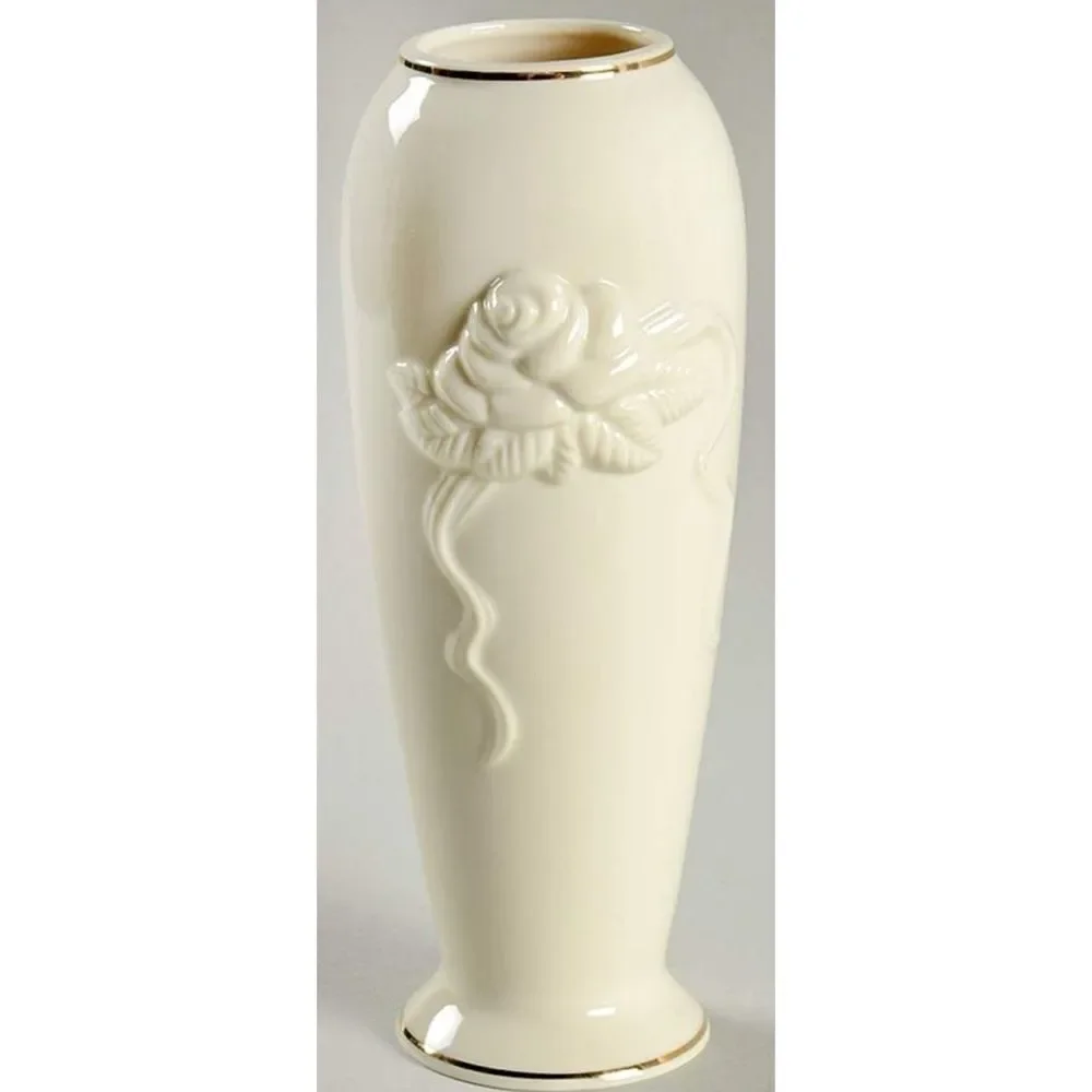 2 Vintage Lenox  Rose Bud Vase  24k Gold Trim. 7 1/2” Tall